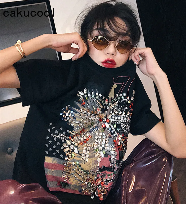 Женская футболка с коротким рукавом круглым вырезом и блестками|Футболки| |