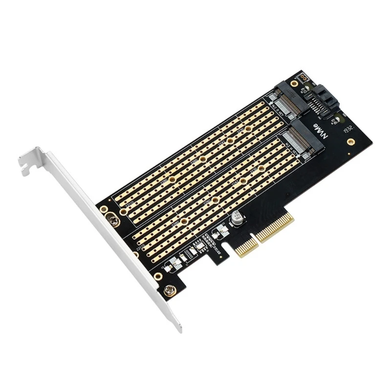 

M.2 NVMe SSD NGFF TO PCIE X4 adapter M Key B Key dual interface card Suppor PCI Express 3.0 x4 2230-22110 All Size m.2