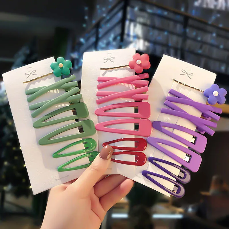 

1 set of fashion geometric flower lady hairpin girl sweet and elegant fruit color BB clip set girl hairpin hair accessories