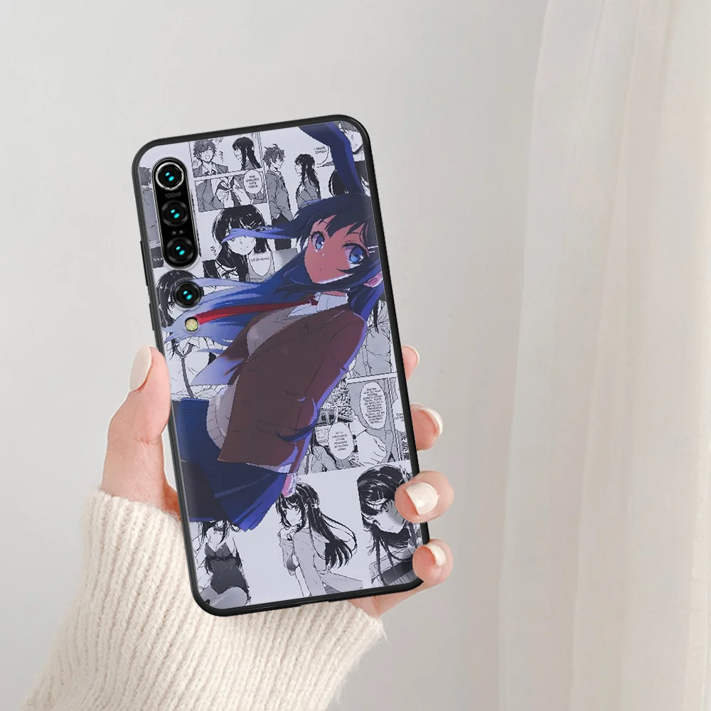 

Sakurajima Mai anime Phone Case For Xiaomi Mi Note 10 A3 9 MAX 3 A2 8 9 Lite Pro Ultra black Waterproof Fashion Back Tpu Cell