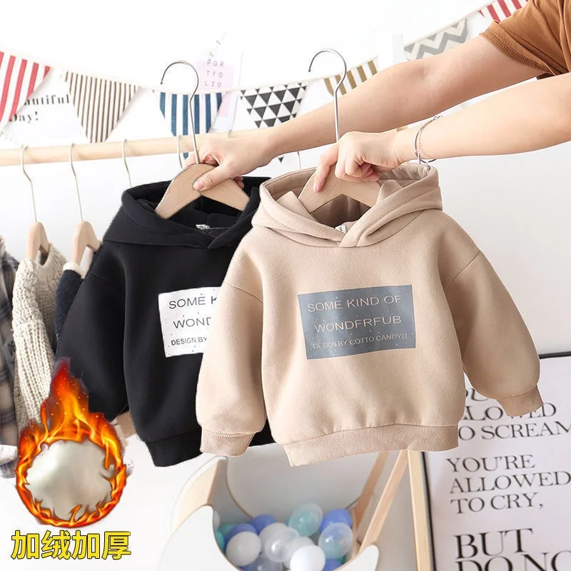 

2021 New Hoodies Letter print Sweatshirts Hooded Autumn Winter Casual Cute Pullovers Children Sweatshirts Kids Clothing