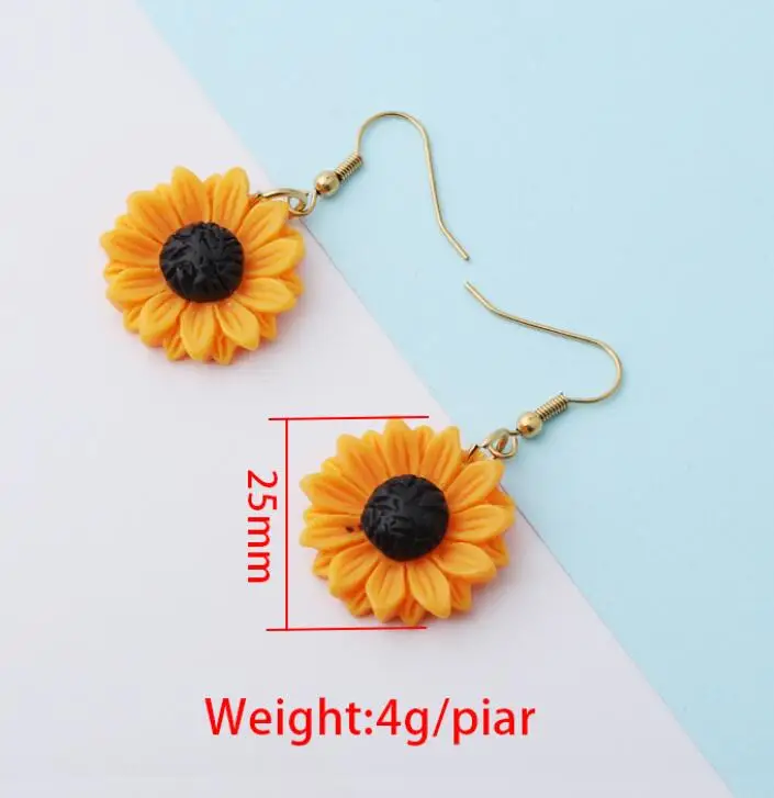 

20pairs Korean Resin Daisy Flower Dangle Earrings For Women Girls Ladies Candy Color Lovely Earrings Summer Jewelry Gift