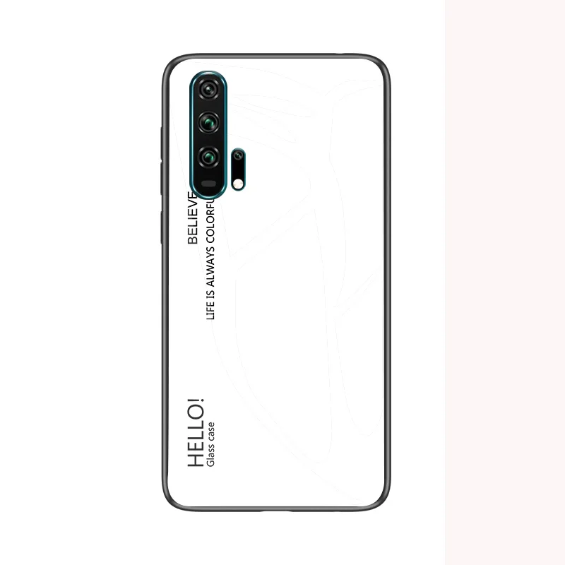 Белый Чехол Honor 20Pro для huawei Honor 20 Pro, градиентный чехол из закаленного стекла, противоударный чехол для huawei Honor 20 s, русская версия, Shel - Цвет: Белый