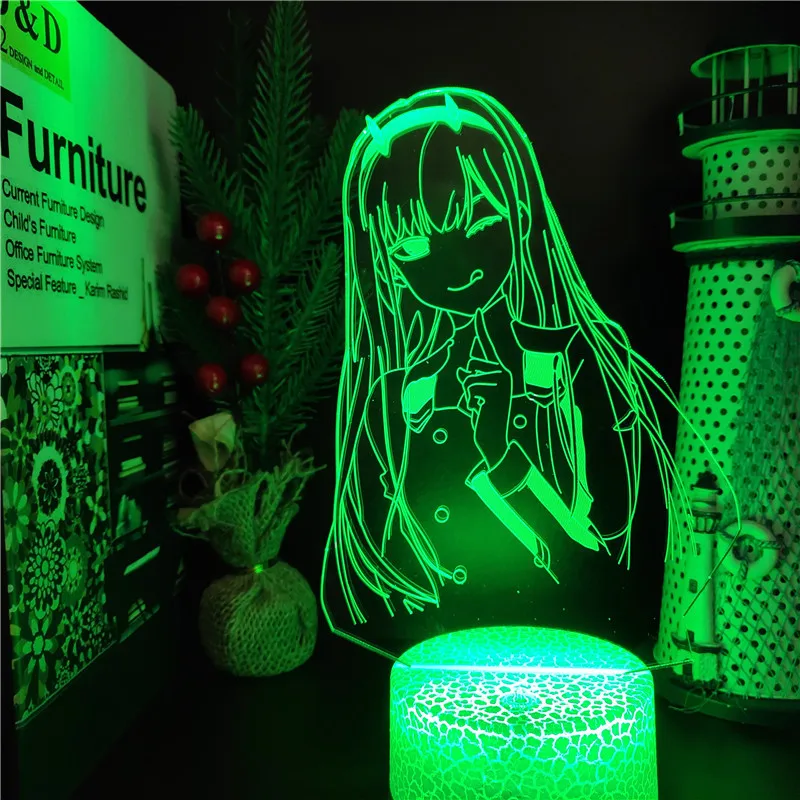

3D Night Light DARLING In The FRANXX 002 Zero Two Anime Figure Lamp Bedside Decoration Lampara Kawaii Room Decor Luminaria Lampe