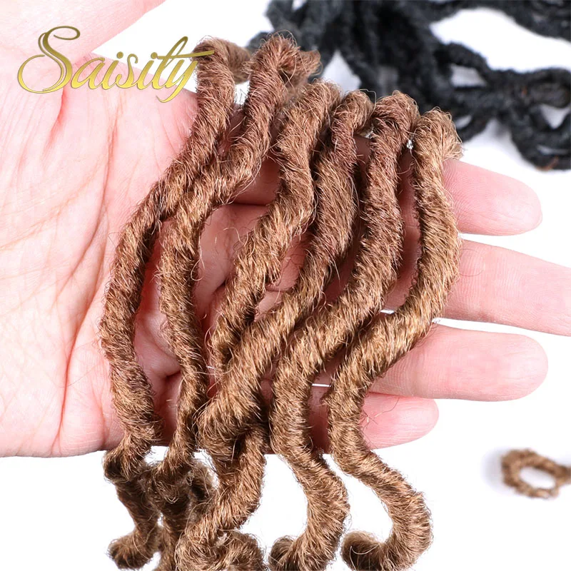 Saisity 18 дюймов 24 пряди Синтетические Ombre Faux locs кудряшки для наращивания мягкие вязанные крючком косички для наращивания волос