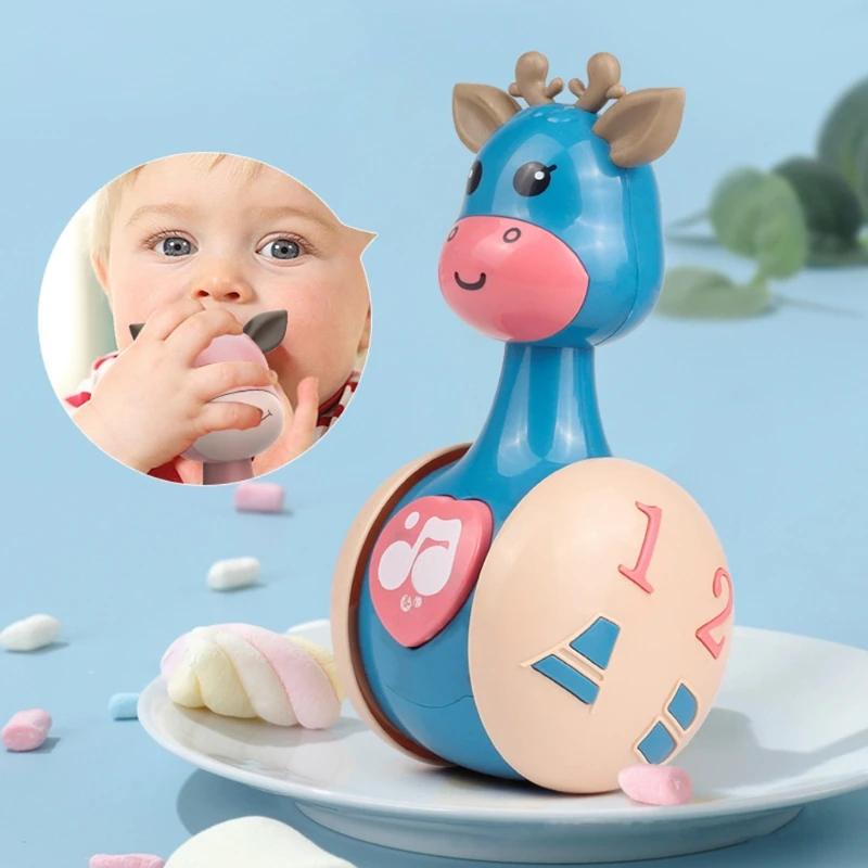 

Cartoon Giraffe Tumbler Doll, Sliding Tumbler Toy, Baby Rattles Toys For Children Kids Handle Educational Musical Dolls