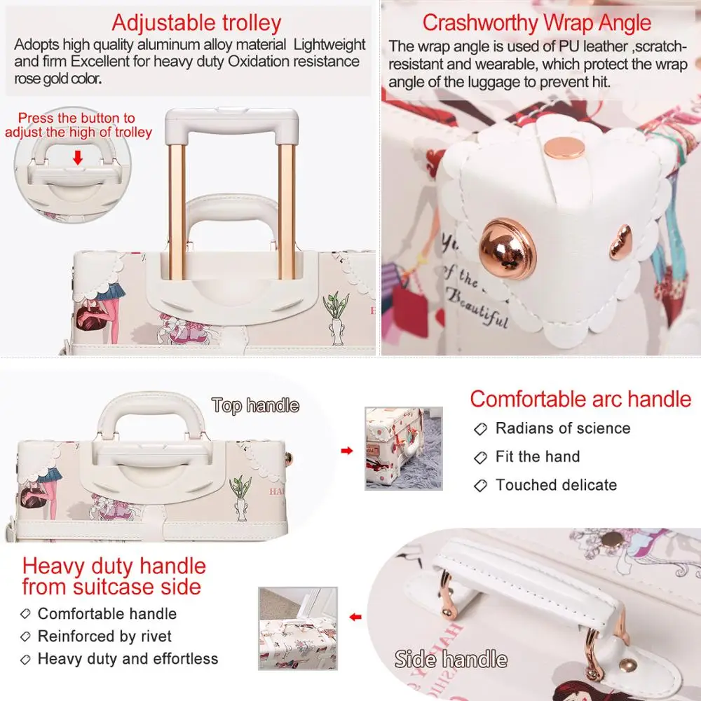 Набор винтажных чемоданов из искусственной кожи в новом стиле сумка на колесиках