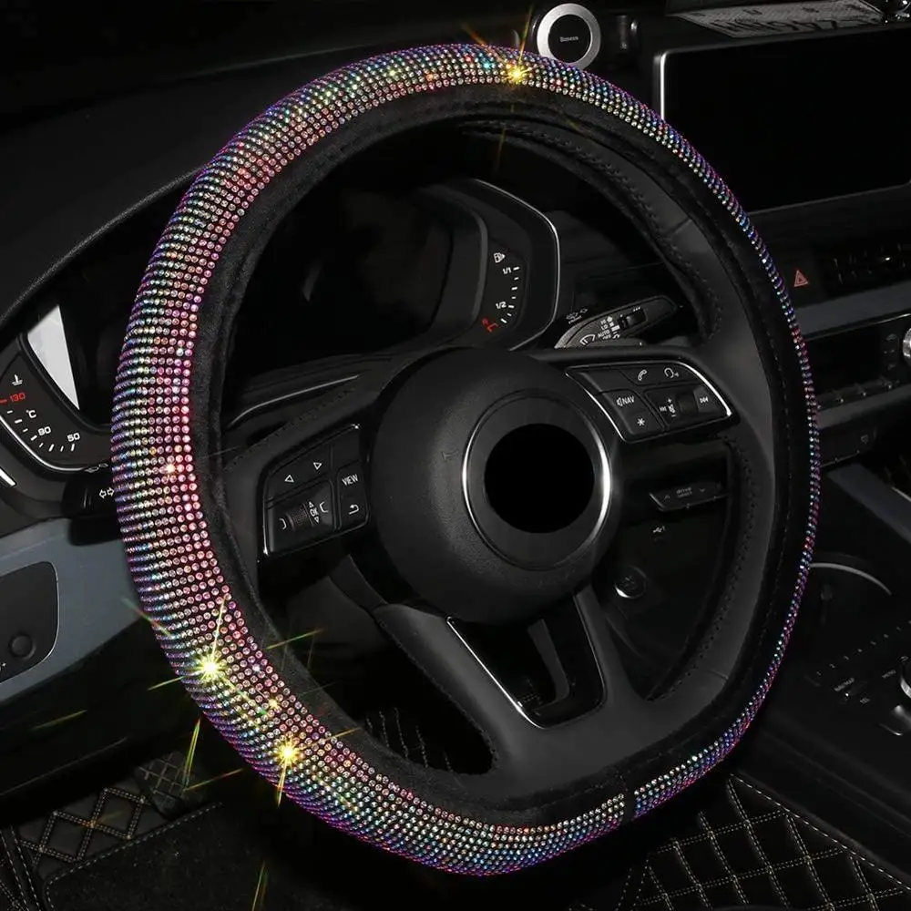 Чехлы рулевого колеса автомобиля Стразы с плоским дном D-образной формы для Volkswagen