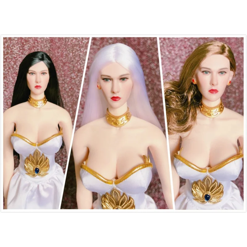 

1/6 scale female action figure head vampire head sculpt pale skin white hair