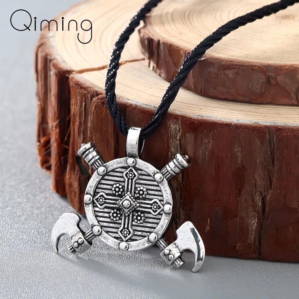 2020 Новое Трендовое Ожерелье Женщины Мужчины топоры щит Viking Крест Гладиатор