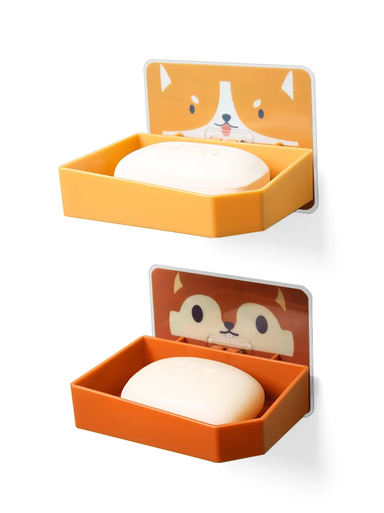 Мультяшная Коробка для мыла ванная полка хранения дренаж настенная