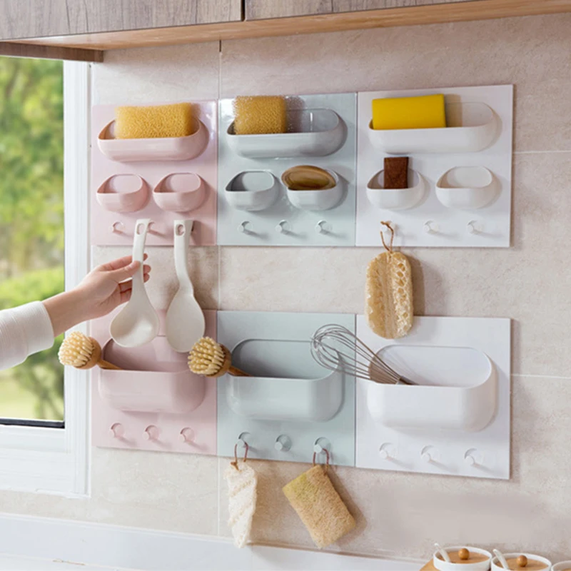 

Rack on Non Perforated Wall Kitchen Wall Hanging Storage Rack Toilet Finishing Rack Bathroom Hanging Storage Box