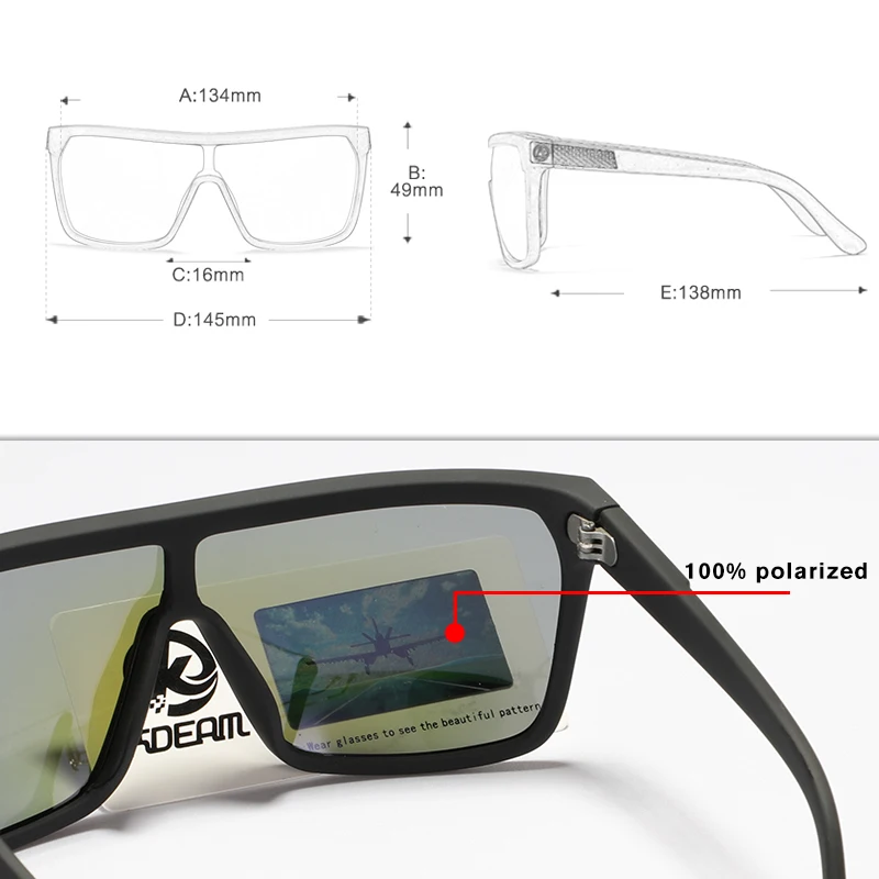 KDEAM новые негабаритные солнцезащитные очки мужские поляризованные UV400 защита