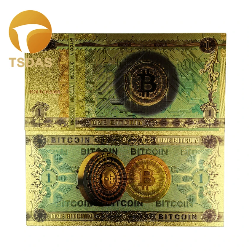 10 шт./лот, цветные банкноты Bitcoin BTC, золотые банкноты Bitcoin, 24k позолоченные для сбора, Прямая поставка, банкноты