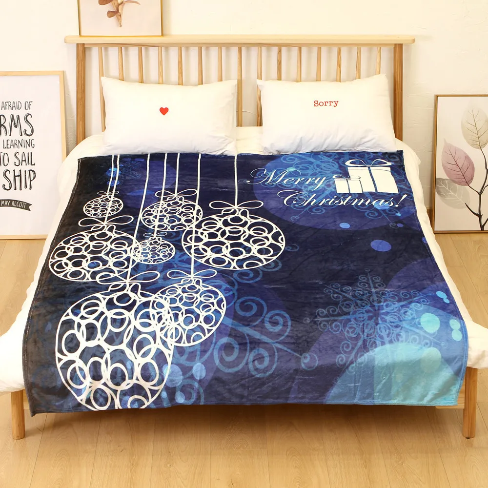OUNEED Christmas Blanket Flannel Fabric Sofa Bed Blanket 150x200CM Warm Soft Throw Travel Patchwor Winter Bedspread Blanket#45