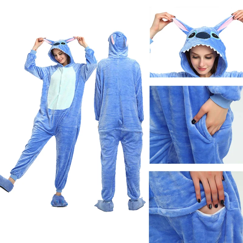Зимние теплые пижамы кигуруми унисекс для мужчин и женщин взрослых с мультяшными