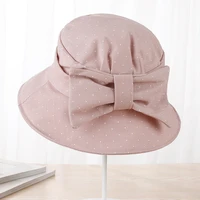 women bucket hat for fishing beach cotton summer sun hats for women fashion design foldable brimmed with big bowknot ad290
