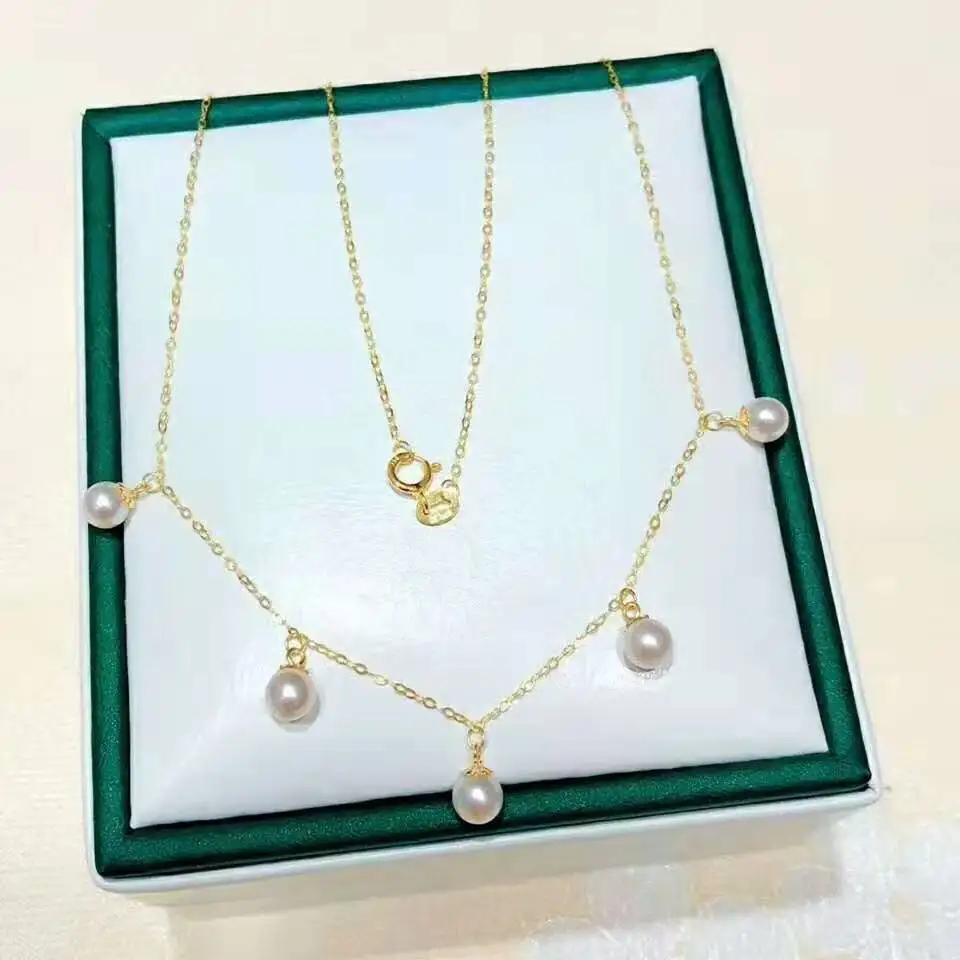 Новинка! Ожерелья с натуральным жемчугом 18k желтого золота модные ювелирные изделия для женщин Свадебные рубиновые серьги