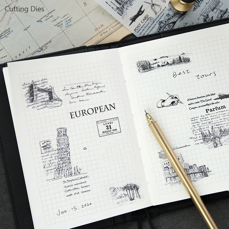 Винтажная бумажная наклейка с газетным принтом Набор стикеров для скрапбукинга