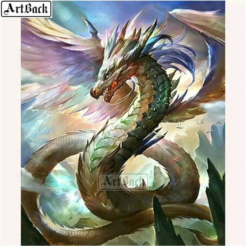 ARTBACK 5d алмазная роспись дракона полный квадратный/круглый дрель животный узор Бриллиантовая мозаика ручной работы ремесла вышитые наклейки - Цвет: ARN-945