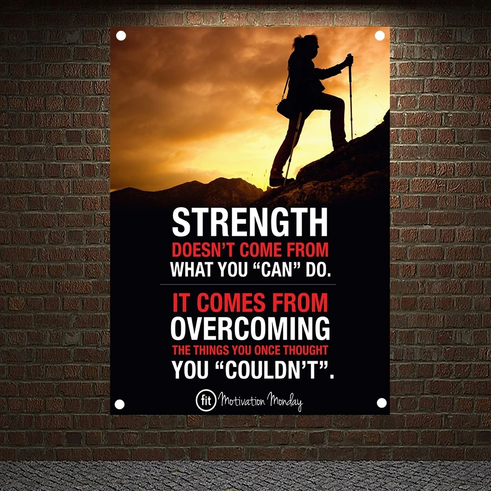 

Mountaineering trekking Motivational Workout Posters Exercise Banners Wall Art Flags Canvas Painting Tapestry Gym Wall Decor
