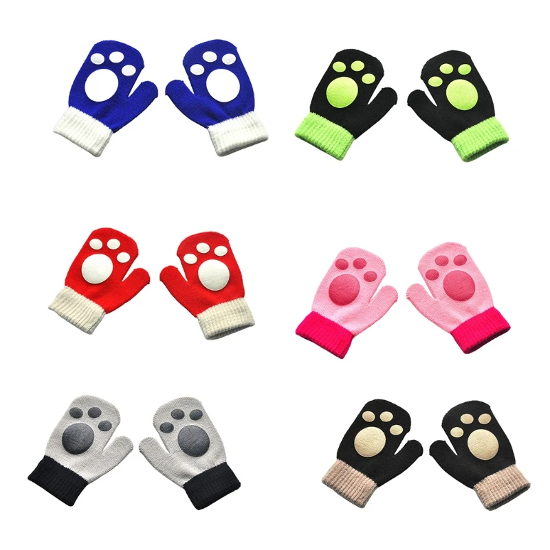 

K3NF Keep Warm Thicken Gloves Boy Children Girl Cute Full Finger Gloves Cold Weather
