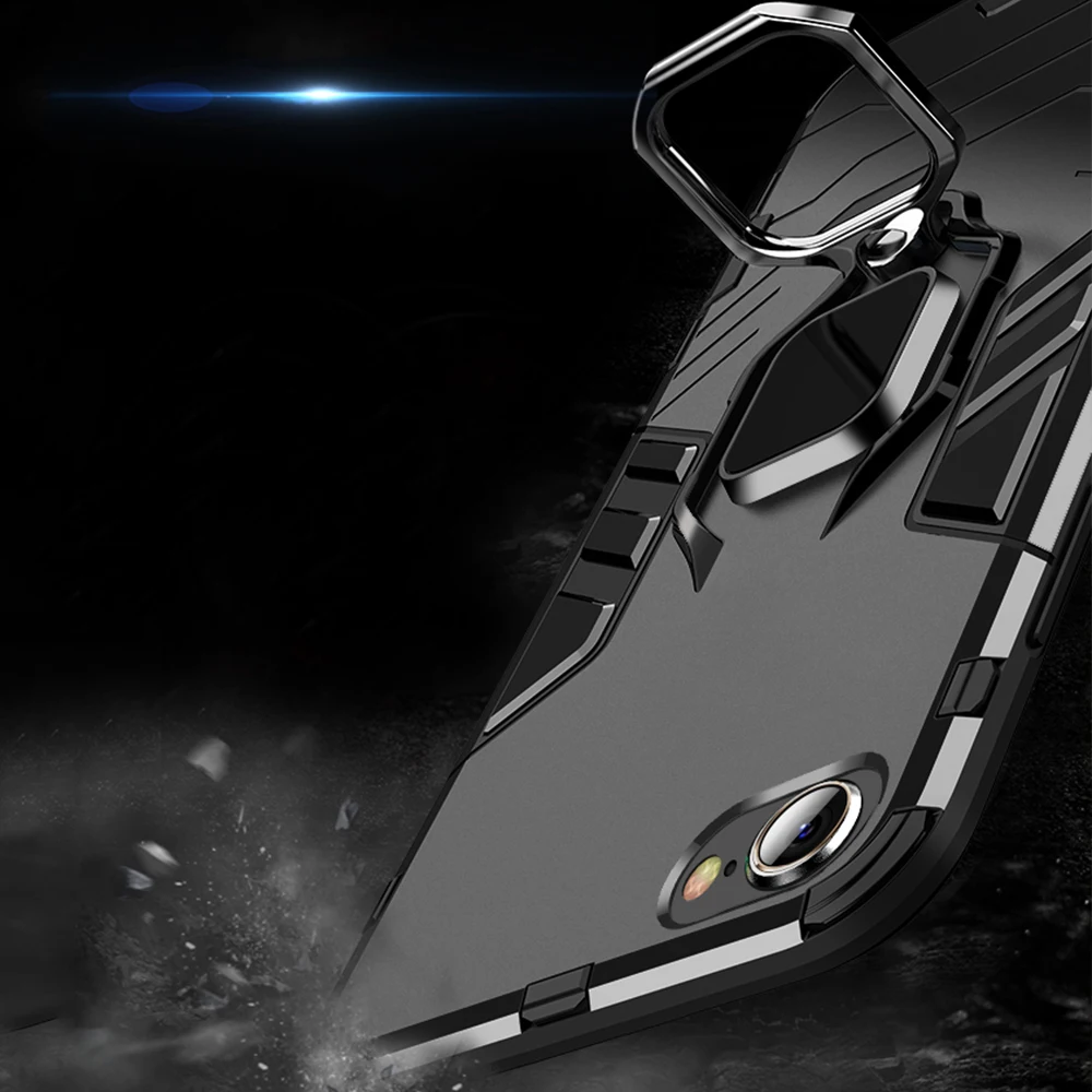 Шокопрочный чехол-броня для iPhone SE 2020 с магнитным кольцом на задней крышке для Айфон S E ES SE2020.