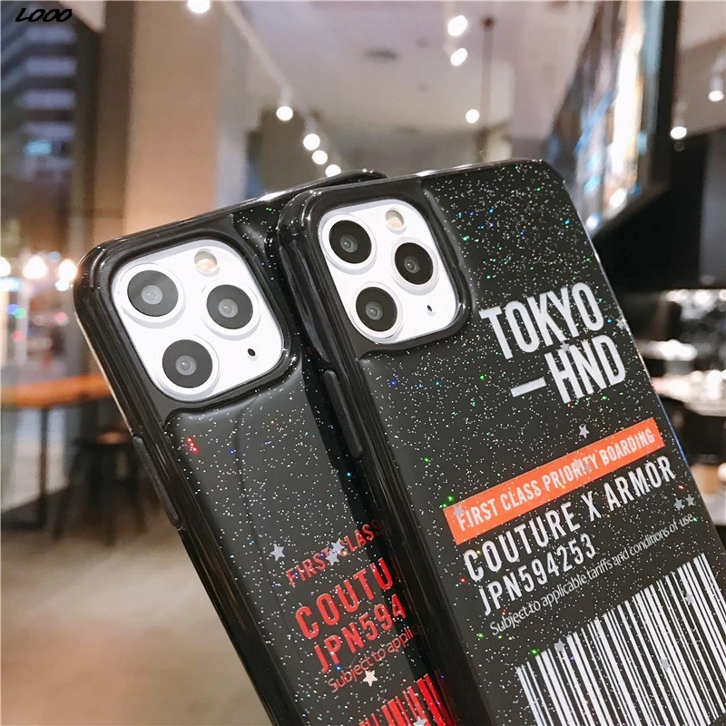 Черная эпоксидная смола арт буквы этикетка блестящий чехол для телефона iphone 11 Pro