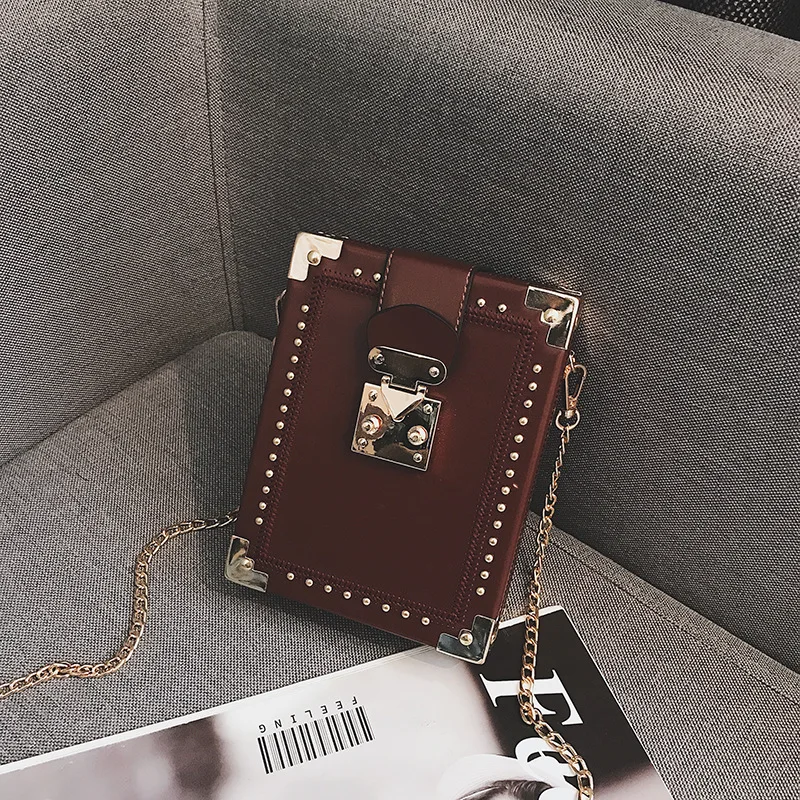 WOBAG Высокое качество маленькая квадратная сумка на плечо пакет клатч модная сумка с заклепками форма сумка через плечо повседневная женская сумка