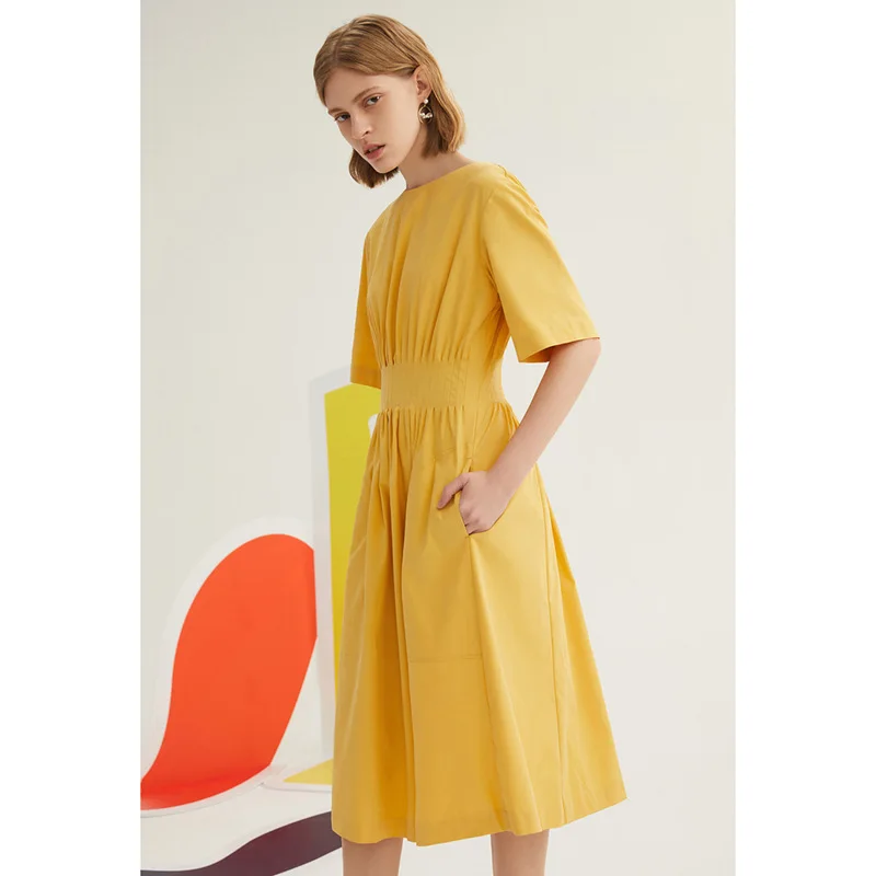 

Summer Dress Female Solid Casual Women's Dresses Party Woman Summer Beach Dresses Folds Short Sleeve Summer Dress Woman 2021