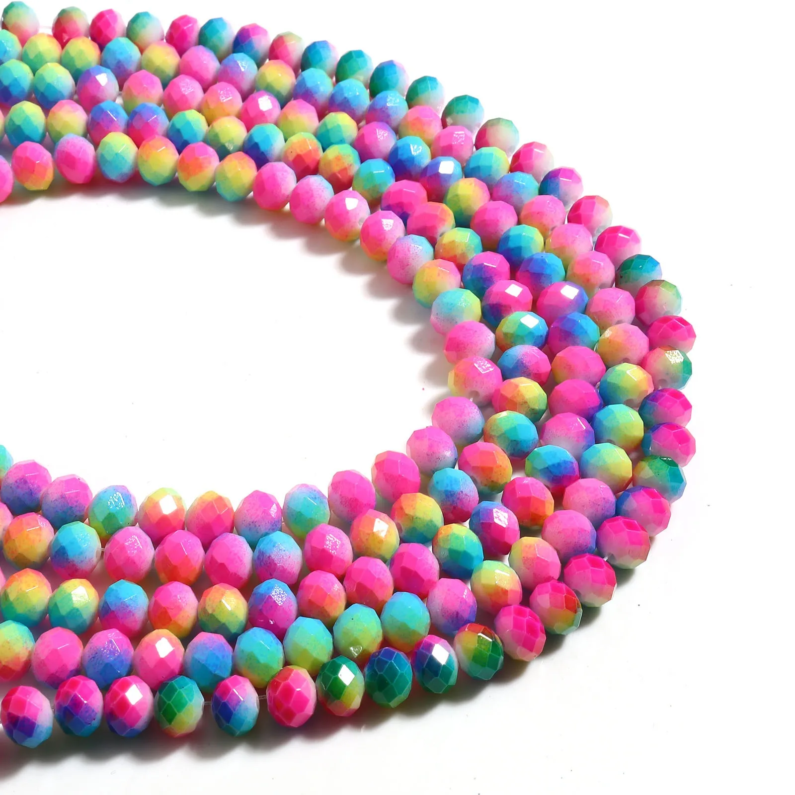 

8mm Glass Beads Round Ball Multicolor Faceted Loose Spacer Beads DIY Making Bracelets Jewelry,2Strands (Approx 70PCs/Strand)