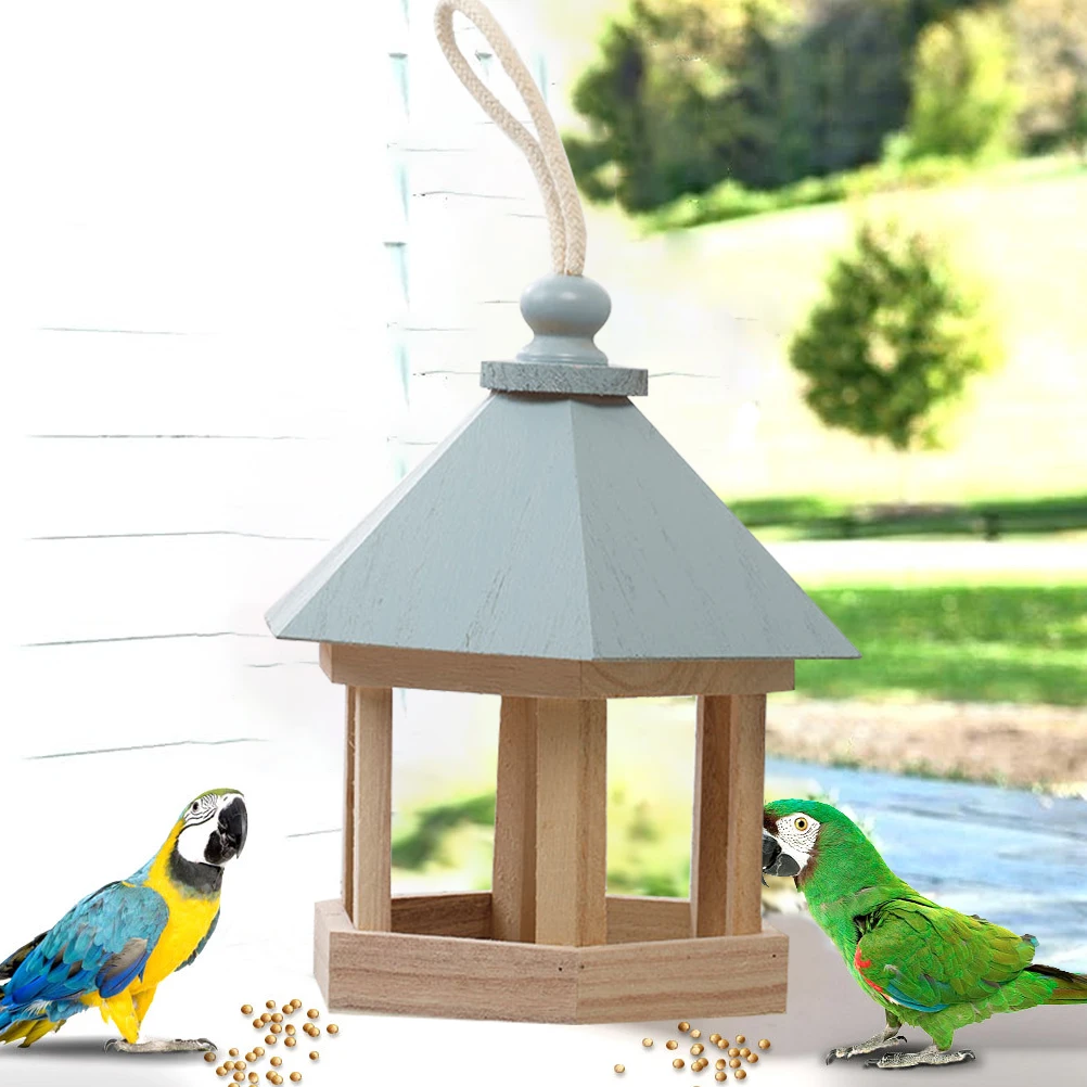 

Wooden House Bird Feeder Hanging Feeding Station Hollow Bird Feeder For Garden Bird House