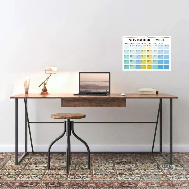 

12 Monthly Wall Calendar with Thick Paper, 15.1inch x 11.6 inch, Twin-Wire Binding + Hanging Hook Colorful Lump