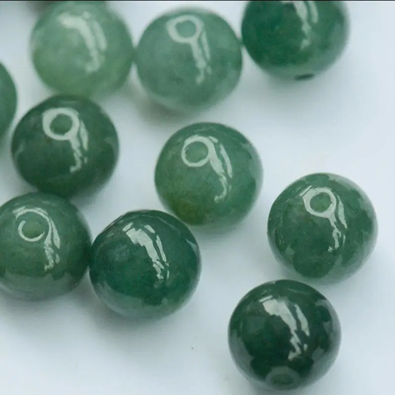 

Natural jadeite oil green loose beads A grade quartzite jade beads ice seed DIY accessories jewelry bracelet necklace beads dire