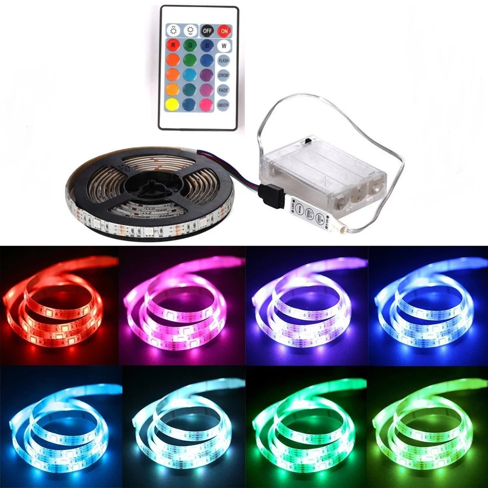 Светодиодная лента RGB 5 в постоянного тока с батарейным отсеком подсветка для