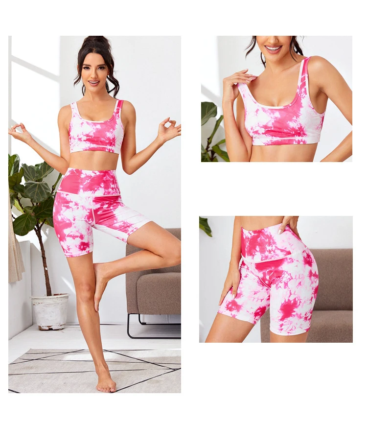 

2 Pieces Yoga Set Women Workout Sports Bra and Fitness Leggings Sets Running Active Wear Gym Clothing Suits With Shorts Crop Top