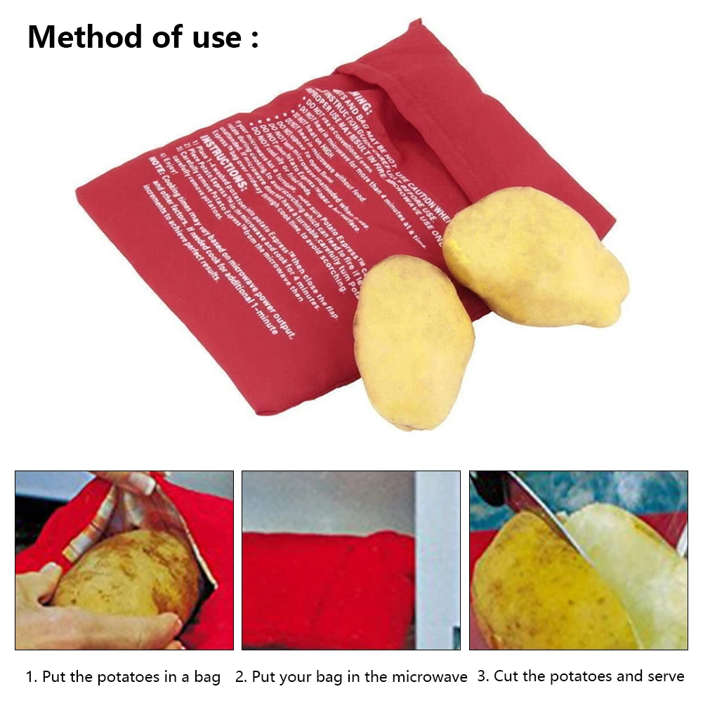 

1pc Potato Pack Microwavecooking Potato Bag Washable Potato Bag Easy For Kitchenware Use For Kitchen Gadgets Tools