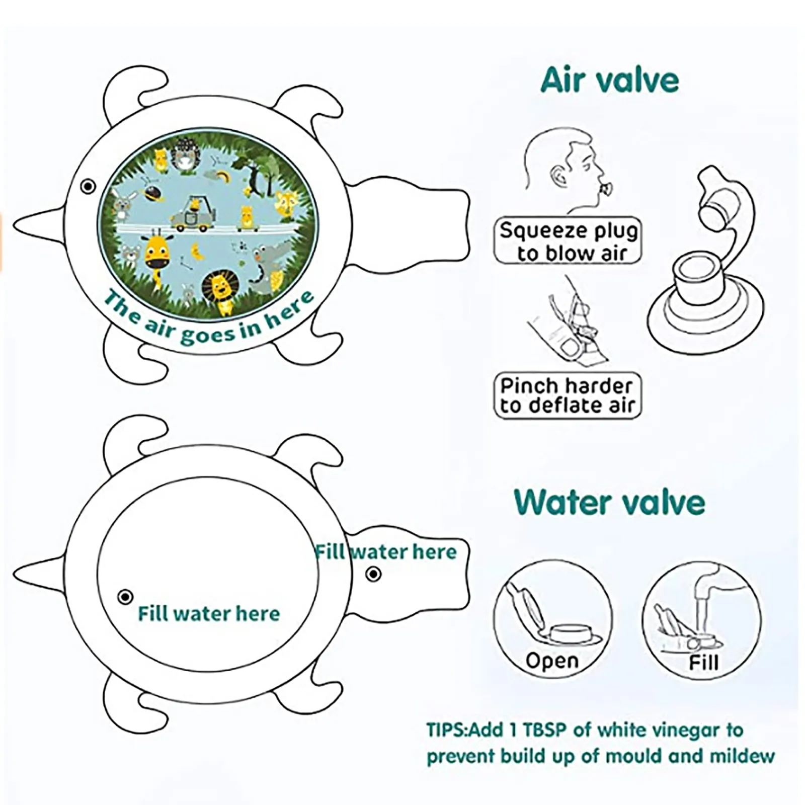 

2021 Inflatable Time Water Cushion Fish Shape Baby Toddler Play Mat Toy Portable PVC Inflatable Swimming Pool For Baby