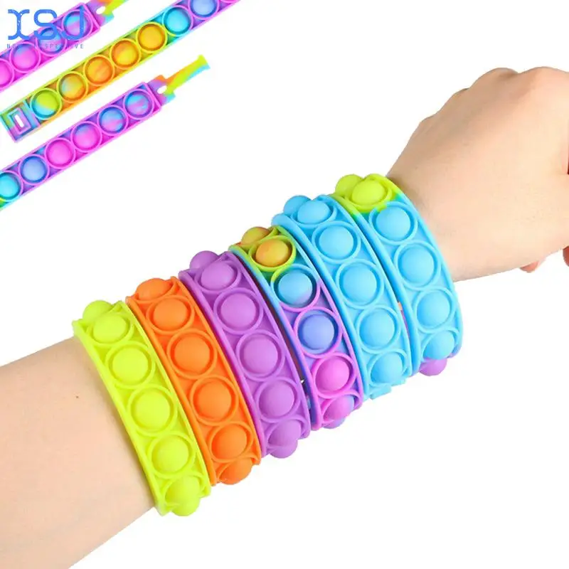

Fidget Toys for Children Push Pops Dimple Bracelet Decompression Toy for Adults Girls Antistress Press Its Bubble Sensory Toys