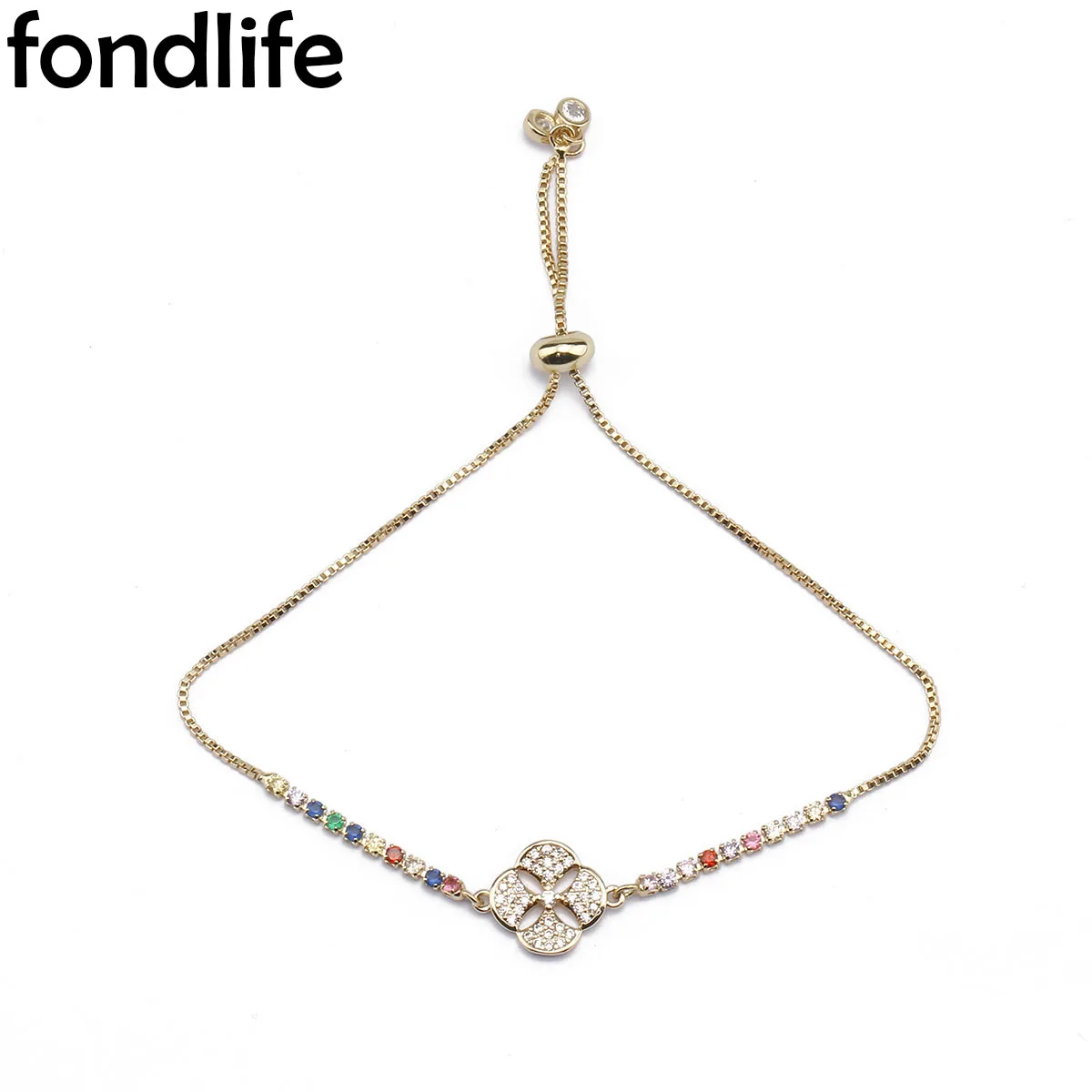 

Creative Fashion Inlaid Zircon Lucky Four Leaf Clover Plant Pendant Bracelet For Women Men Beaded Red String Adjustable Jewelry