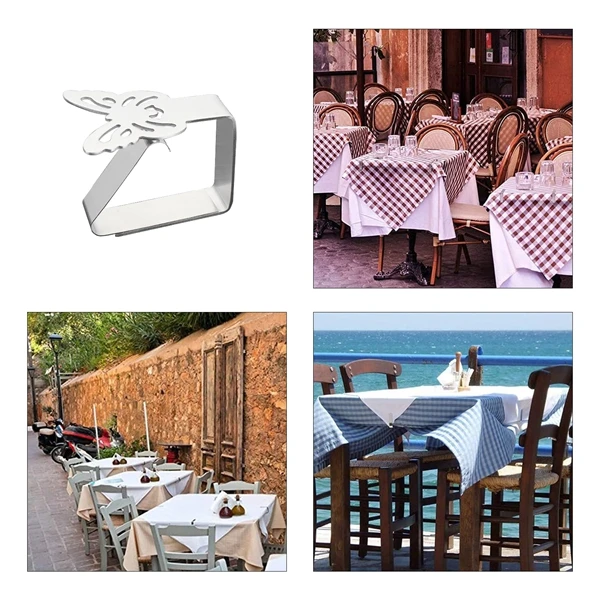 

12 Pcs Thickened Stainless Steel Tablecloth Holders Kitchen Tablecloth Clips Non-Slip Table Clips, Butterfly