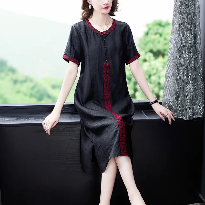 Женское платье-Ципао из искусственного шелка длинное платье в китайском стиле с