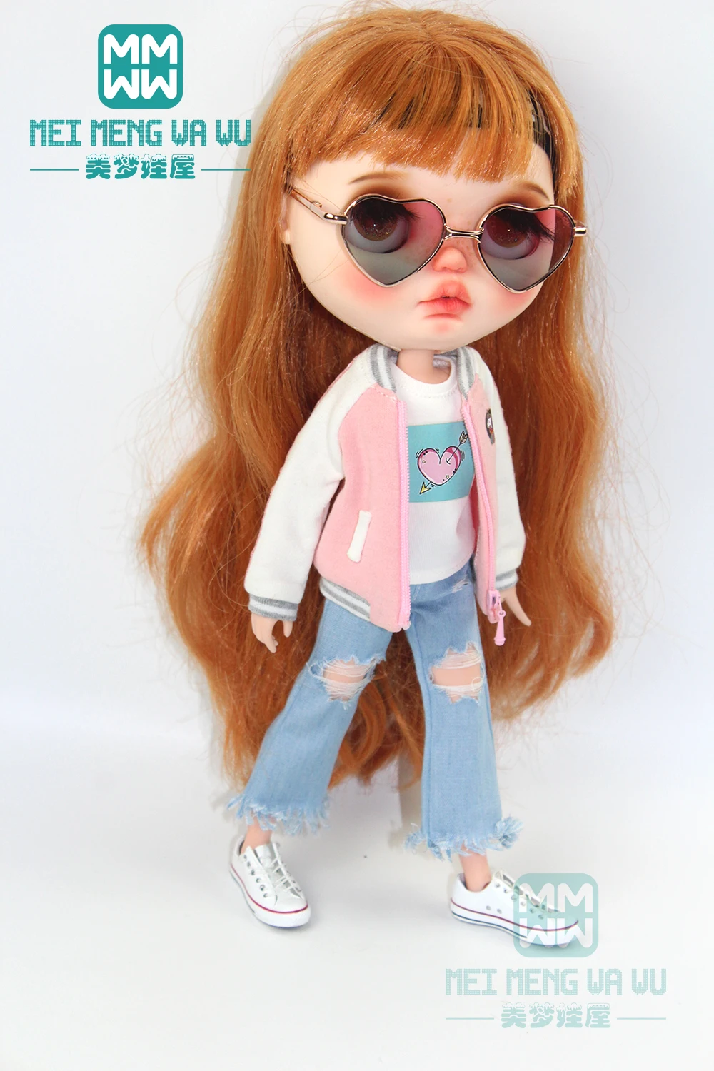 Одежда для куклы Blyth 1 шт. модная розовая толстовка джинсы Azone OB23 OB24 1/6