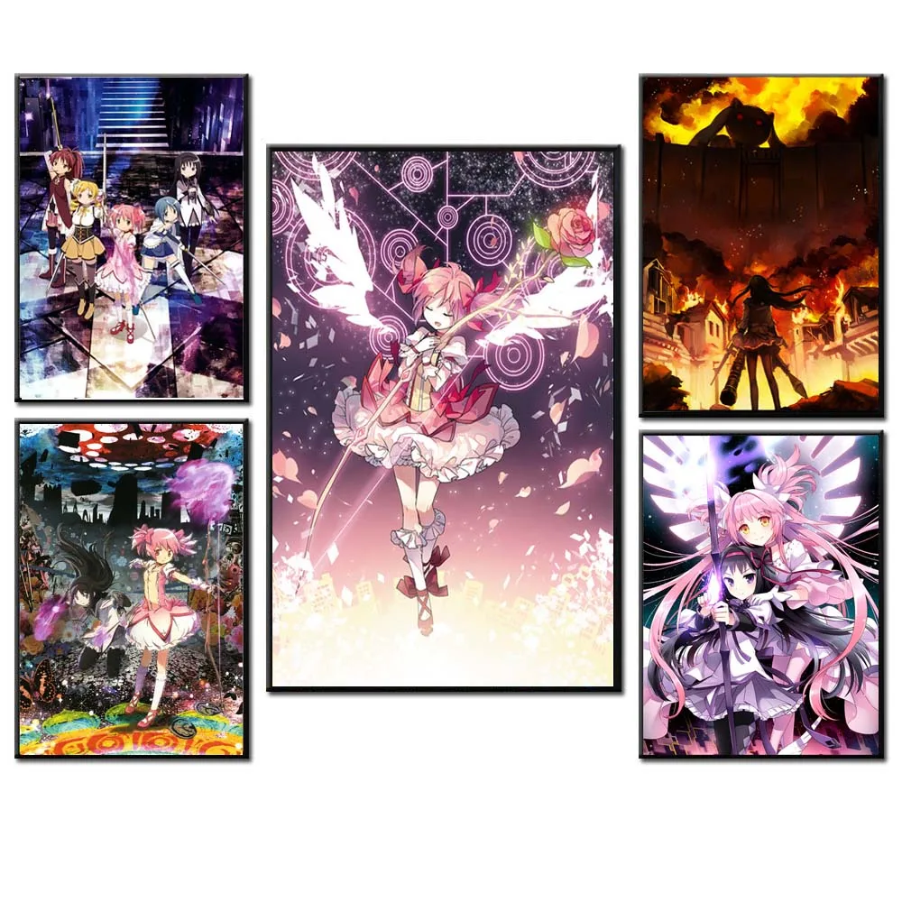

Prints Wall Art Canvas Painting Japanese Anime Puella Magi Madoka Magica Poster Modular Pictures For Living Room Home Decoration