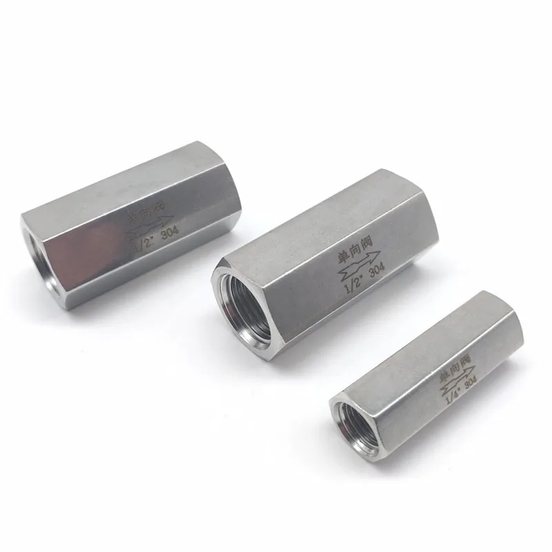 Обратные клапаны из нержавеющей стали SS304, стандартный односторонний обратный клапан 1/8 дюйма, 1/4 дюйма, 3/8 дюйма, 1/2 дюйма, 3/4 дюйма, bsp