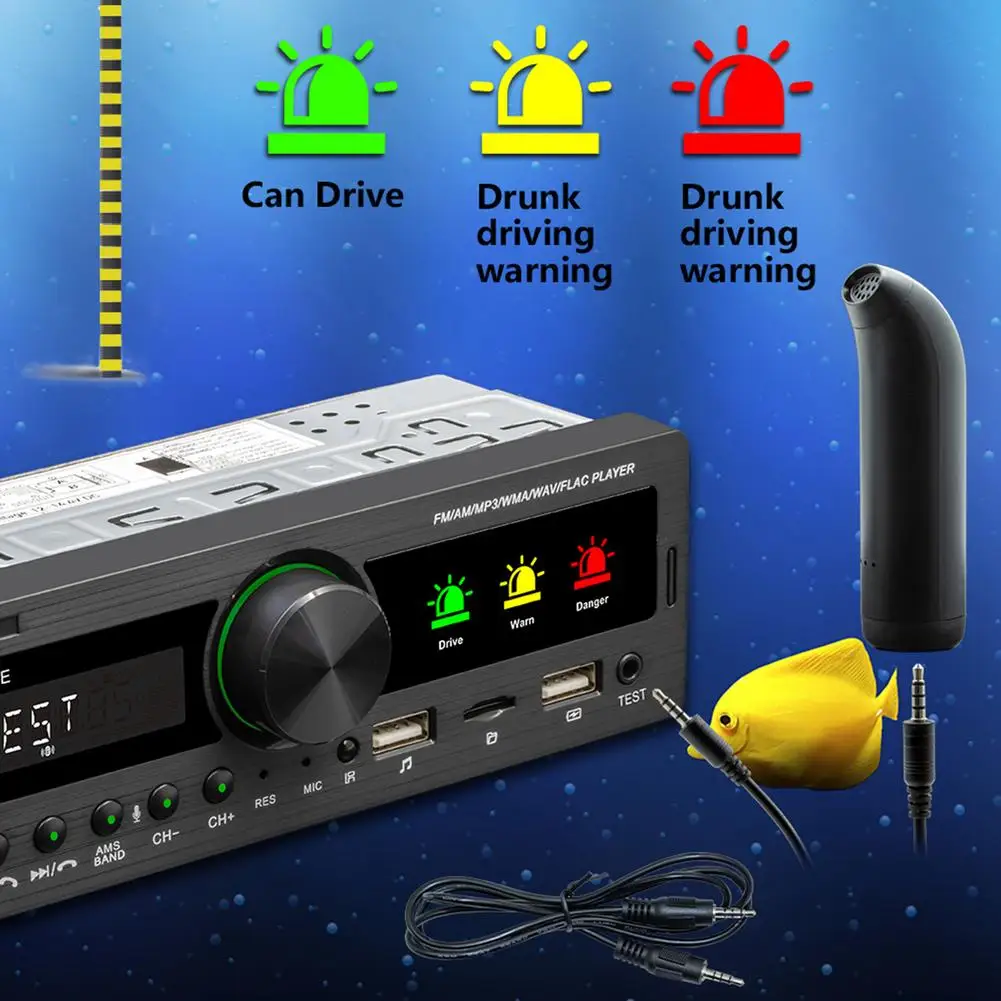 

Car Radio 1 DIN Bluetooth Stereo MP3 Player FM/AM Radio USB SD AUX Multimedia Player Support Voice Assist Drunk Test Machine