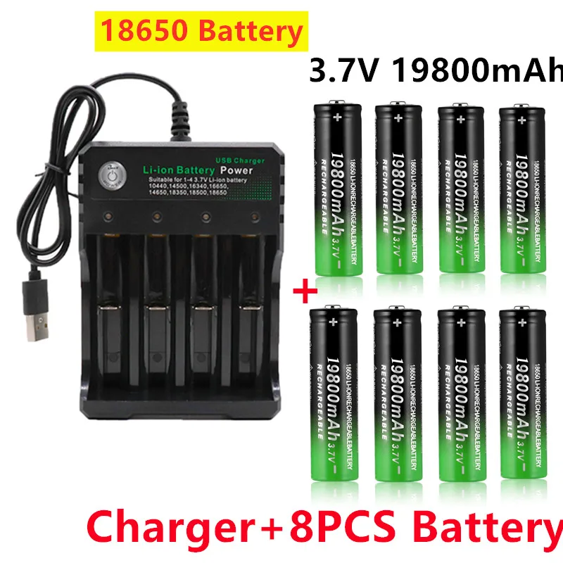 2021 Новый 18650 батарея 3 7 V 19800mAh перезаряжаемые литий-ионная для светодиодный