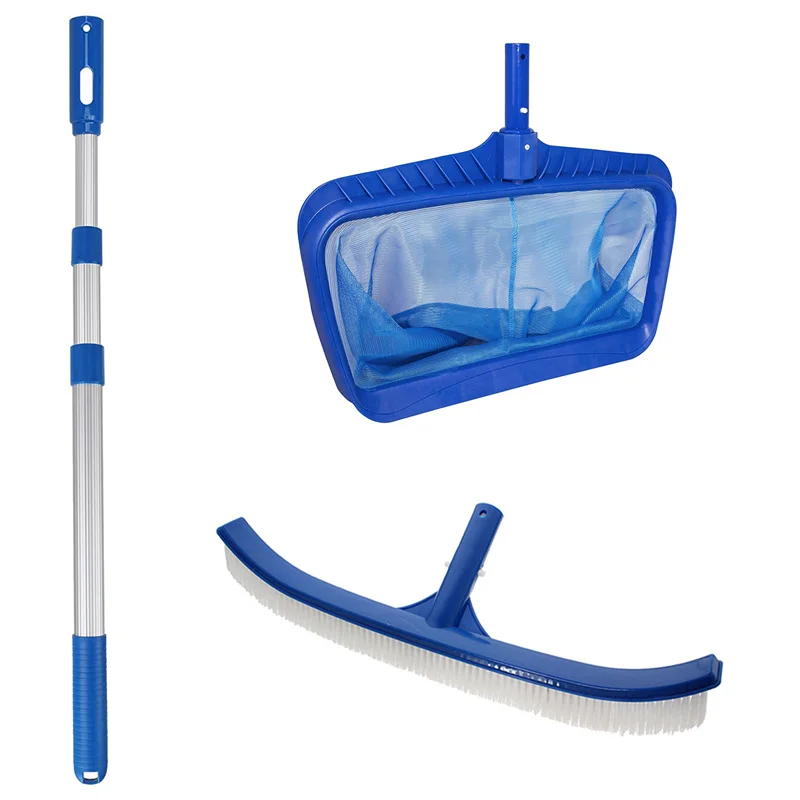 

Swimming Pool Leaf Rake Mesh Skimmer Net with Adjustable Aluminum Telescopic Pole Swimming Pool Spa Cleaning Tool Set