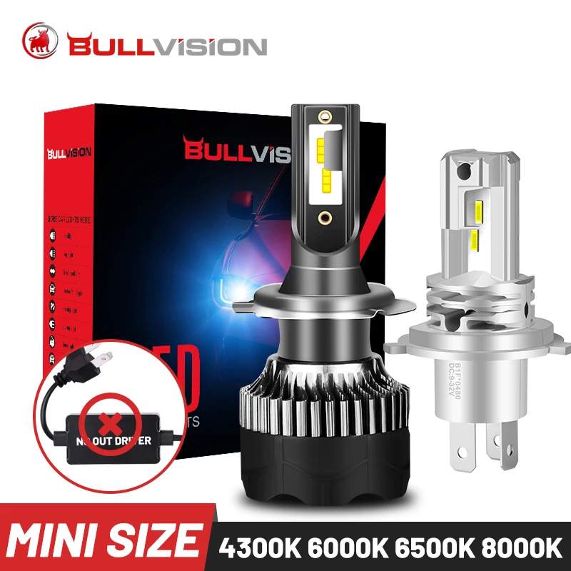 Лампы Bullvision Mini H7 H4 H11 СВЕТОДИОДНЫЕ Фары H8 H9 автомобильные лампы 9005 9006 HB3 HB4 на мото 12