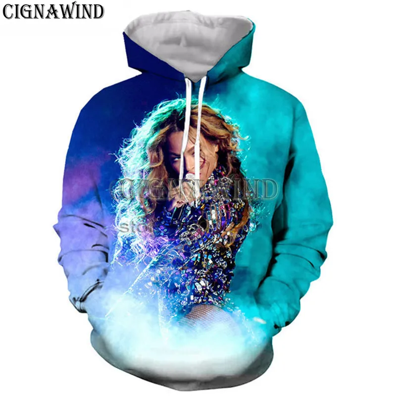 Толстовка Beyonce в стиле хип хоп для мужчин и женщин Модный худи с 3D принтом